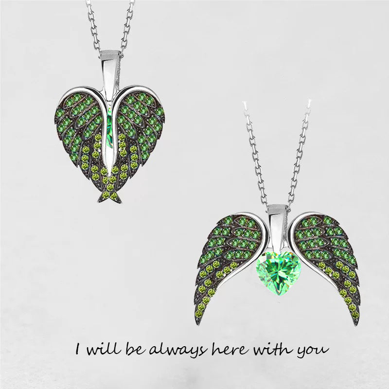 Wholesale Zircon Angel Wings Love DIY Engraving Necklace